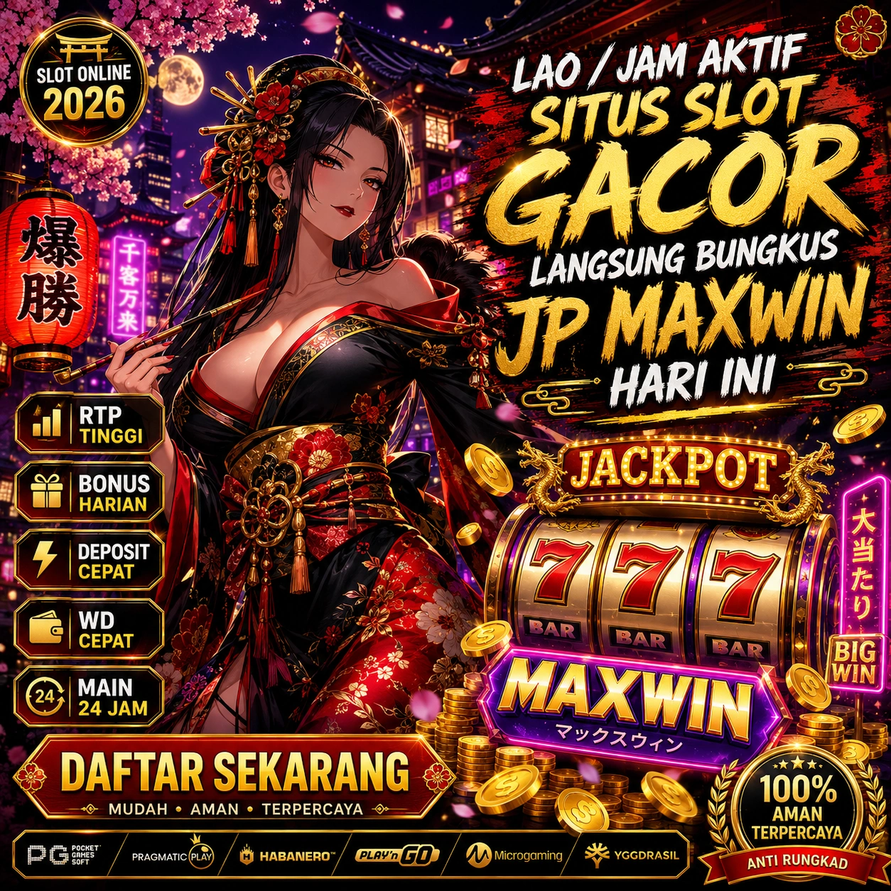 LAO / JAM AKTIF SITUS SLOT GACOR LANGSUNG BUNGKUS JP MAXWIN HARI INI
